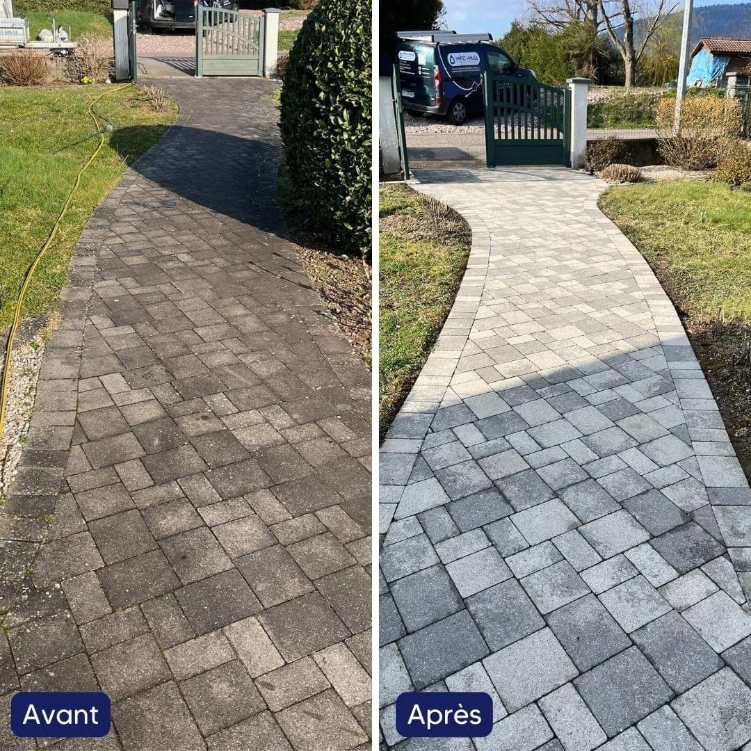 Nettoyage d'une allée en pavés - Dommartin-lès-Remiremont (88)