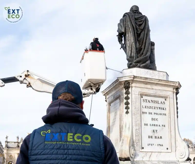 nettoyage d'une statue à la vapeur basse pression