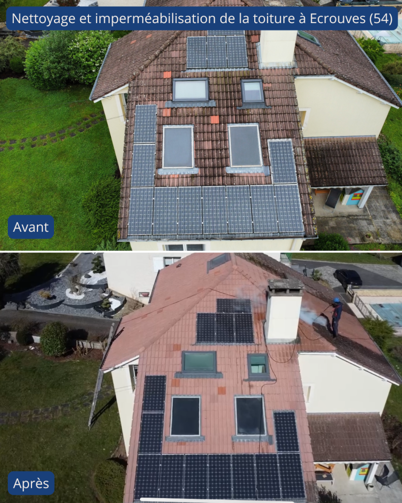 Nettoyage et imperméabilisation de la toiture et des panneaux solaires à Ecrouves (54)