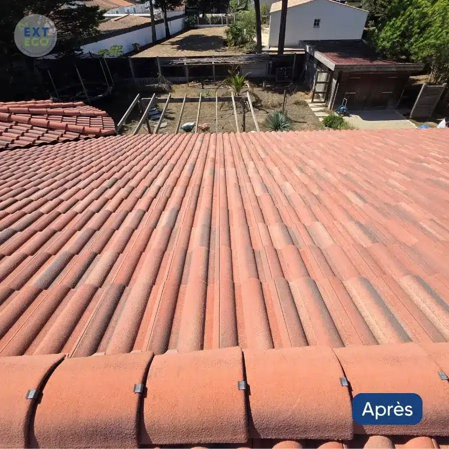 Tuiles canales après nettoyage toiture à la vapeur basse pression en Vendée