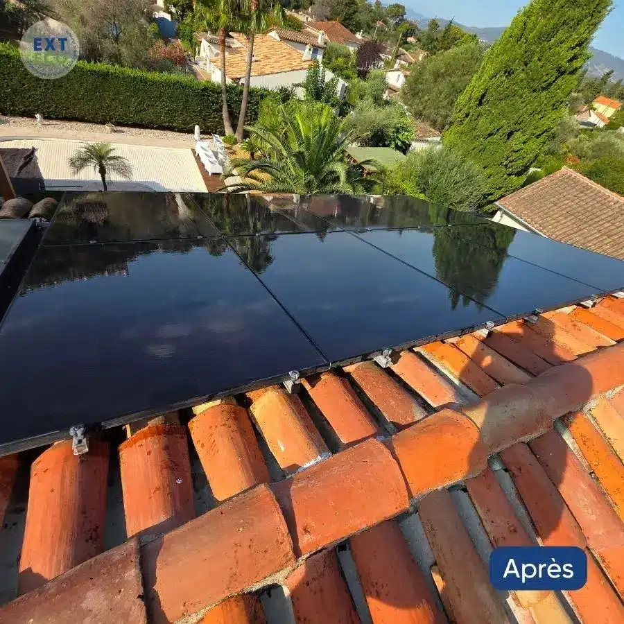 photo après nettoyage panneaux solaires à l'eau pure